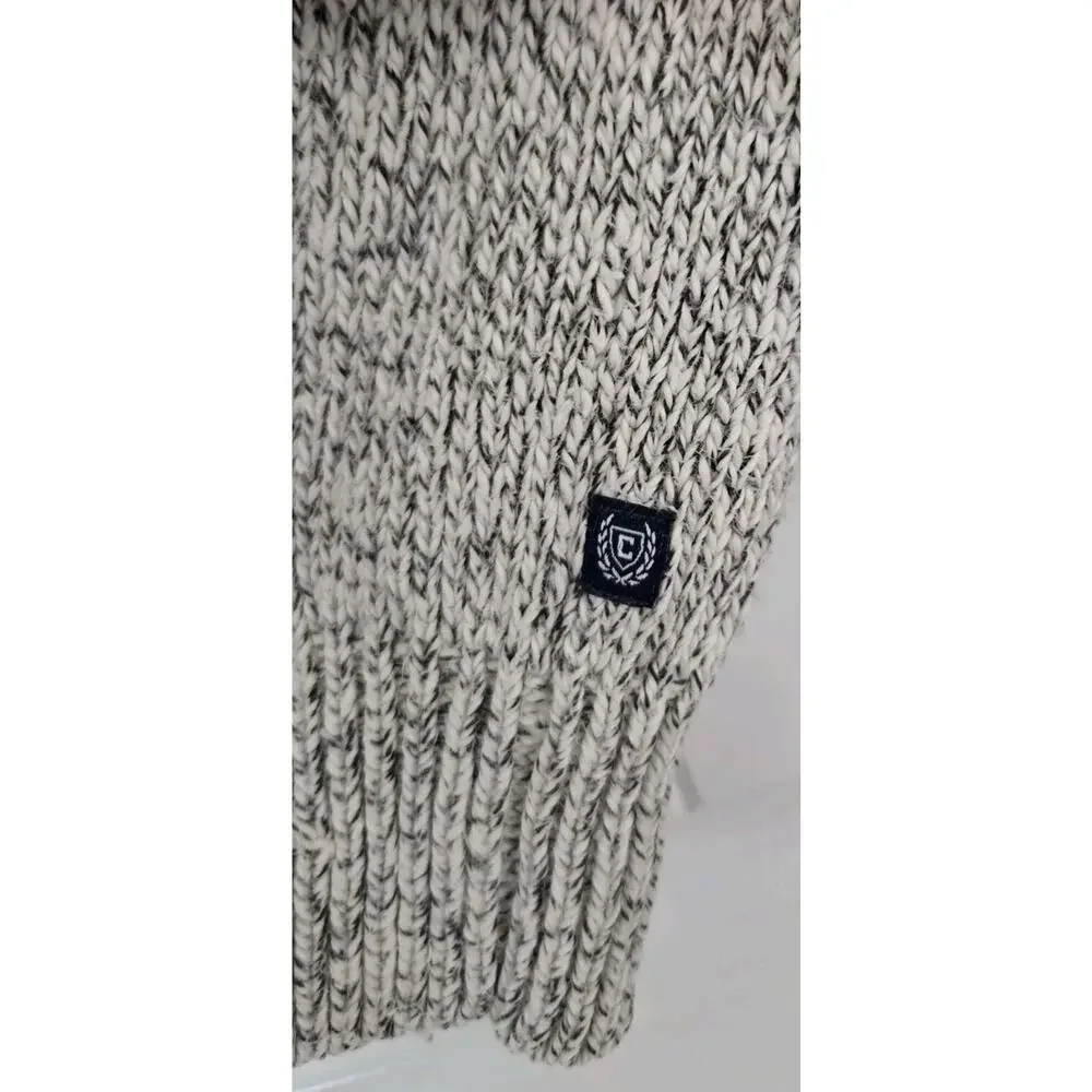 CHAPS Mens XXL Plus Size Quarter Thick Zip Sweater Gray Marled Cotton Blend